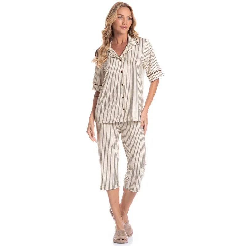 Pijama Americano Feminino Pescador Isabel Branco/M