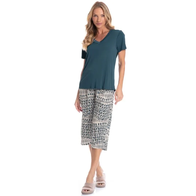 Pijama Feminino Pescador Júlia Azul Marinho/G