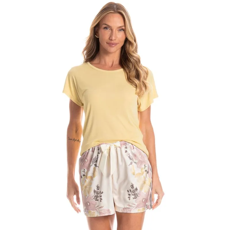 Pijama Feminino Curto Stela Amarelo/M