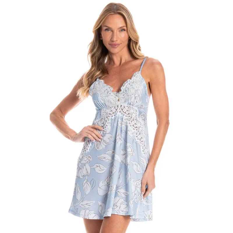 Camisola Feminina Carla Flora Azul/G