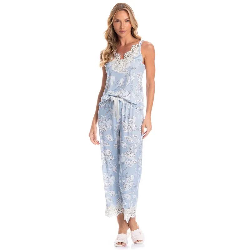 Pijama Feminino Capri Flora Azul/P