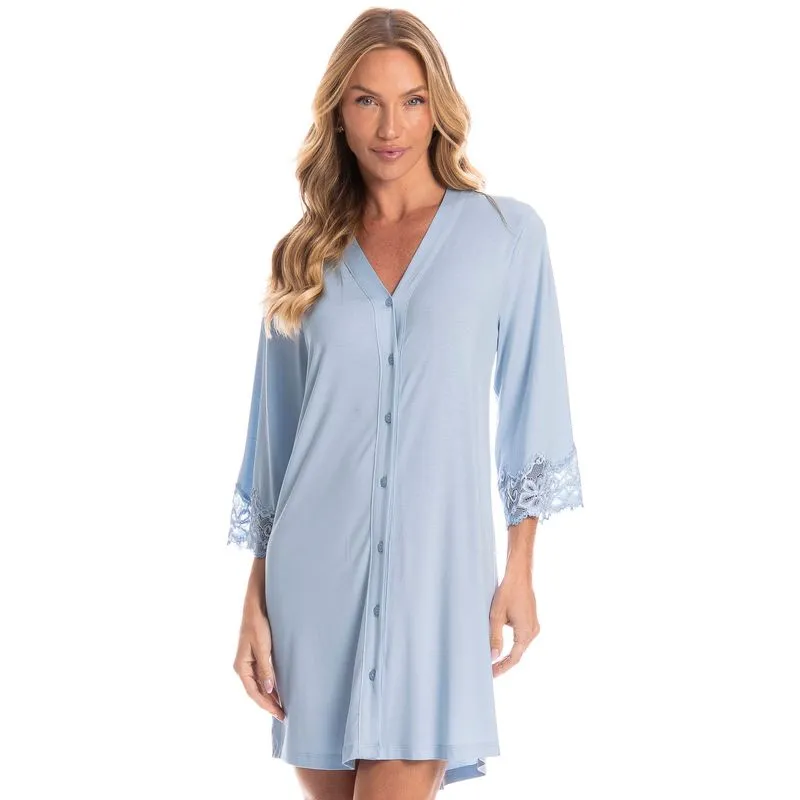 Camisão Feminino Abotoado Aurora Azul/P