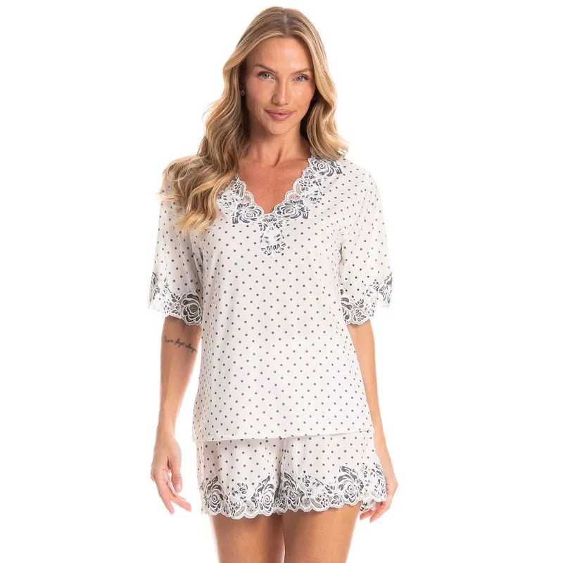 Pijama Feminino Curto Selene Branco/P