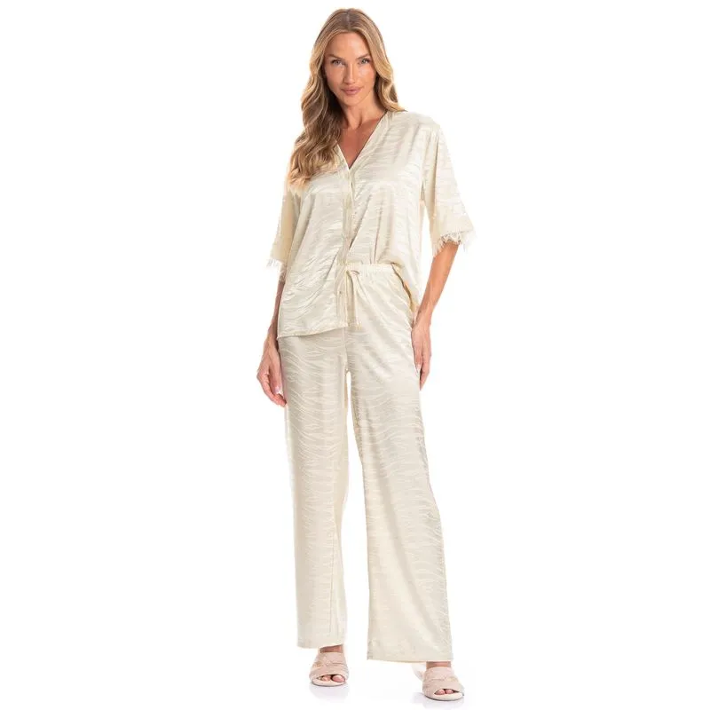 Pijama Americano Feminino Longo Isa Branco/G