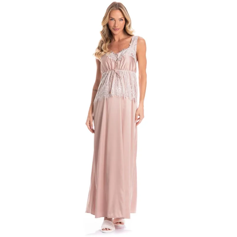Camisola Feminina Maternidade Longa Lua Rosa-3/P