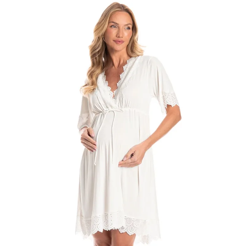 Bata Feminina Manga Curta Lótus Branco/G