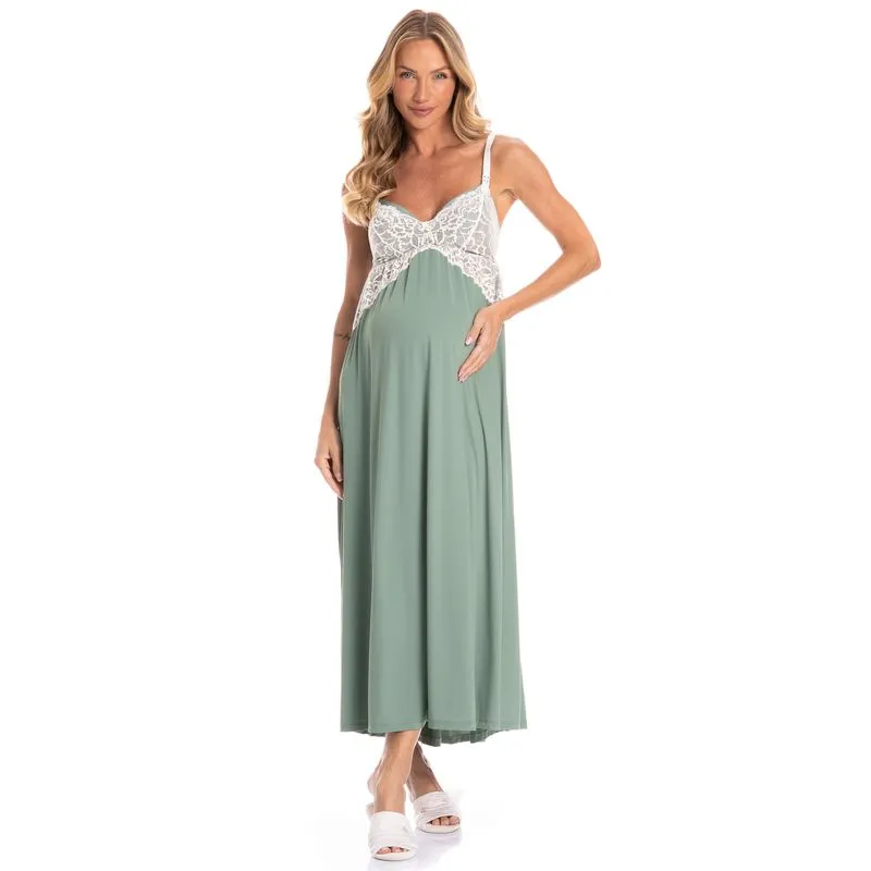 Camisola Longa Feminina Amamentação Gabriela Verde/G