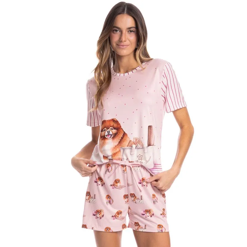 Pijama Feminino Curto Lyla Pilates Rosa-3/PP