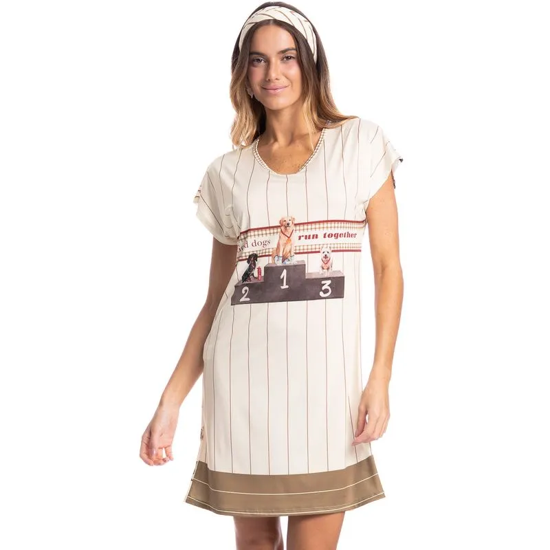 Camisão Feminino Curto Dogs Running Bege/PP