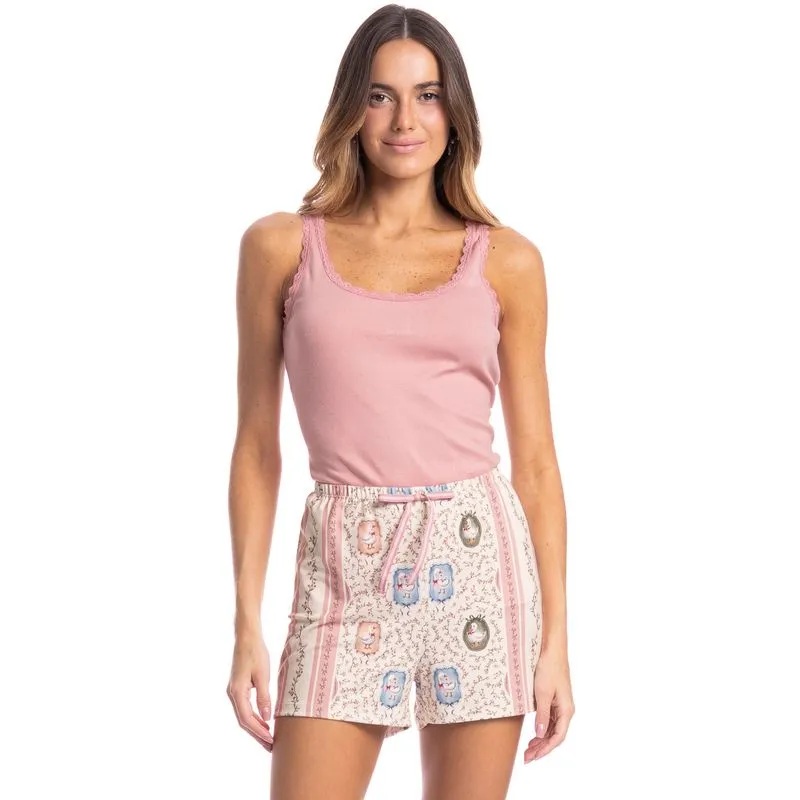Pijama Feminino Curto Regata Sweet Love Rosa-3/GG