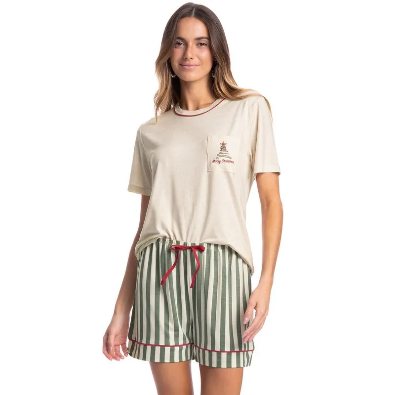 Pijama Feminino Curto Holiday Verde/M