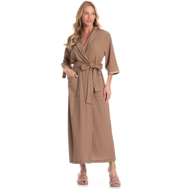 Robe Feminino Midi Piquet Marrom/TU