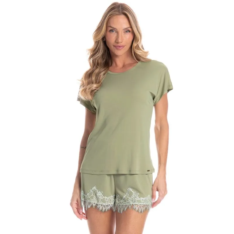 Pijama Feminino Curto Essência Verde/M