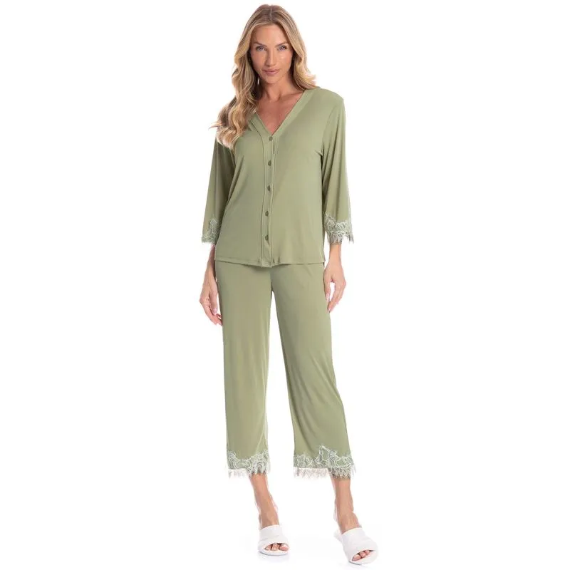 Pijama Americano Capri Feminino Essência Verde/M