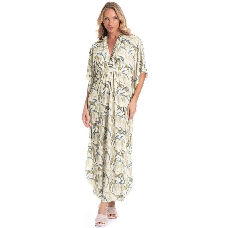 Kaftan Feminino Longo Folha Verde/P