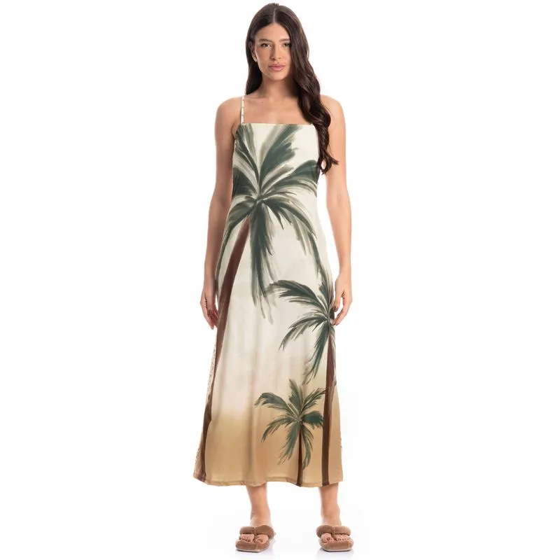 Vestido Longo Feminino Coqueiros Verde/M