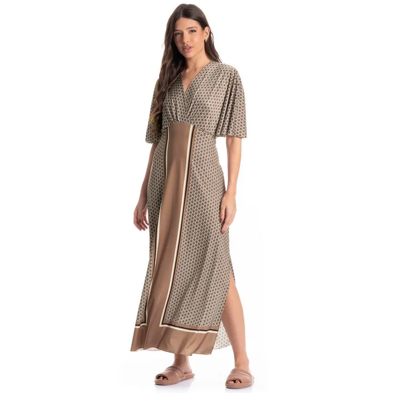 Kaftan Feminino Longo Geometric Preto/M