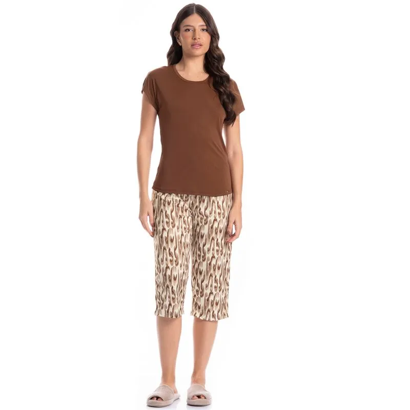 Pijama Feminino Pescador Savage Marrom/M