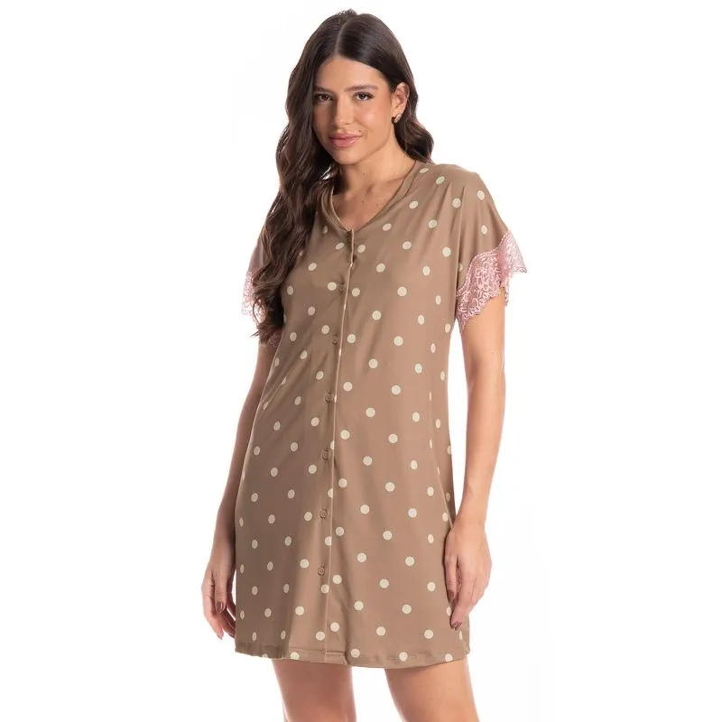 Camisão Feminino Abotoado Carla Bege/M