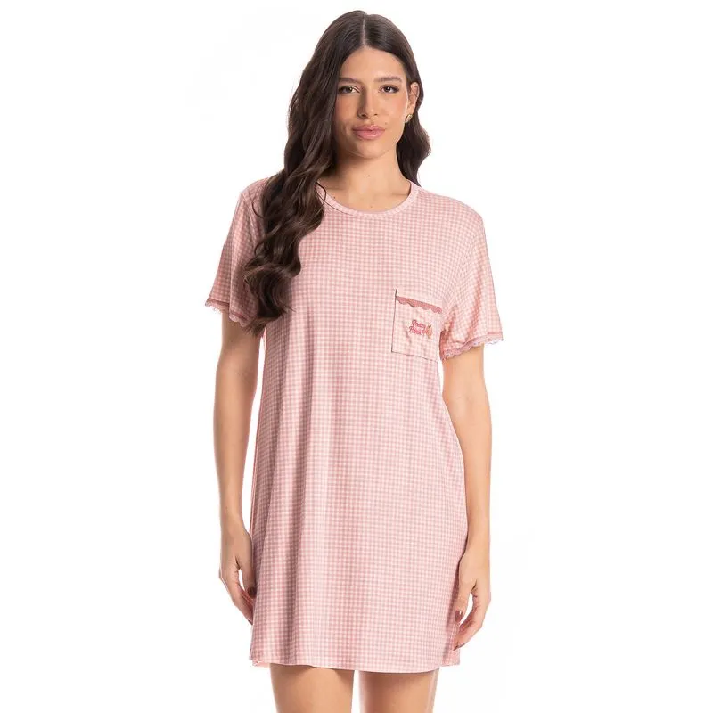 Camisão Feminino Vichy Rosa-3/G