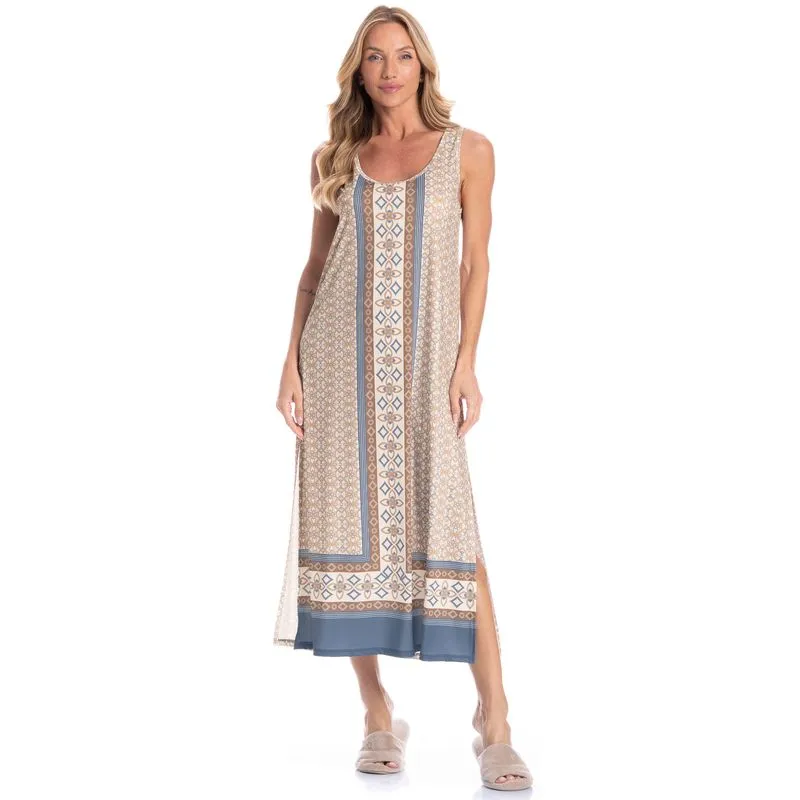 Vestido Feminino Regata Longo Jaque Azul-2/P