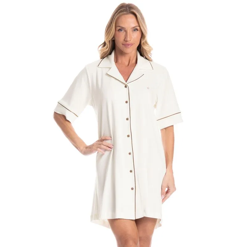 Camisão Feminino Abotoado Bela Branco/M