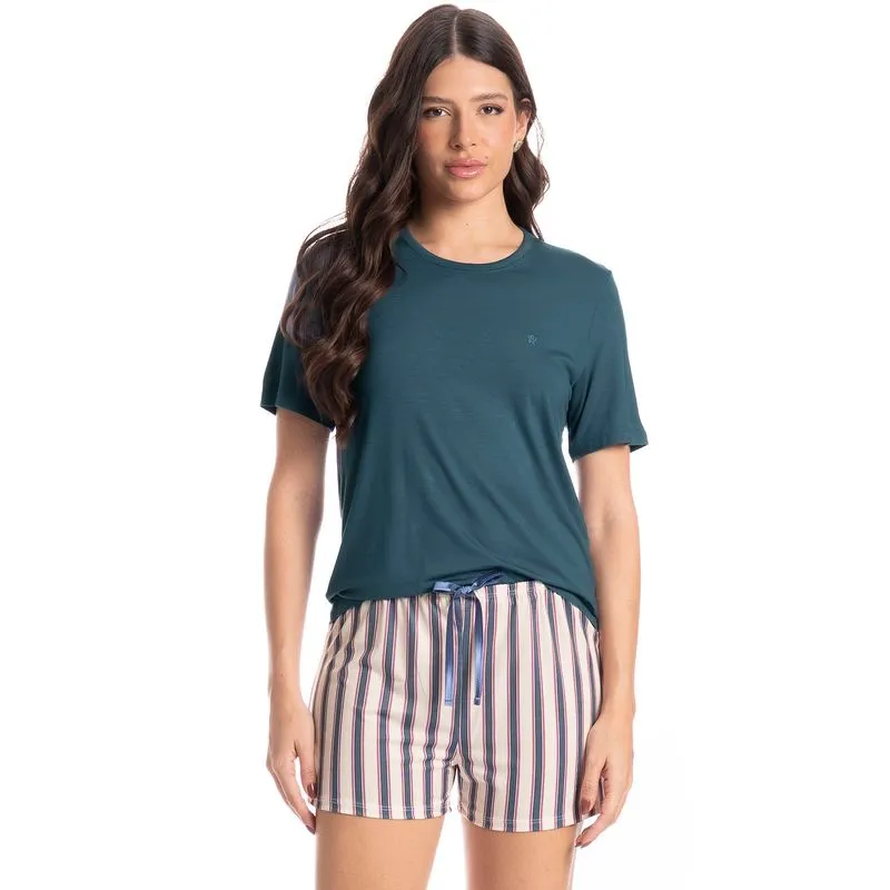 Pijama Feminino Curto Milena Azul Marinho/G