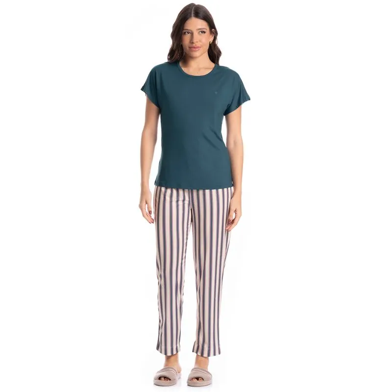 Pijama Feminino Cropped Milena Azul Marinho/M