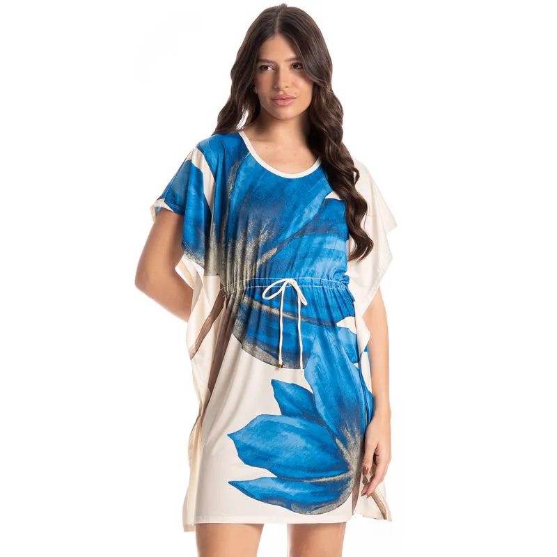 Kaftan Feminino Lenço Yasmin Azul-2/GG