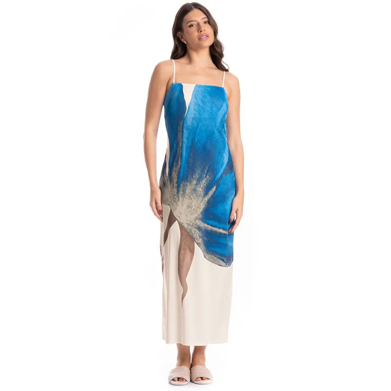 Vestido Longo Feminino Yasmin Azul-2/G