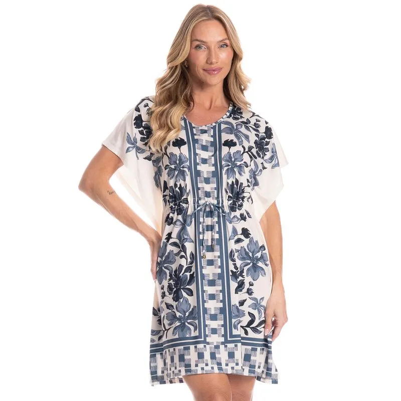 Kaftan Feminino Curto Lenço Brisa Azul Marinho/M