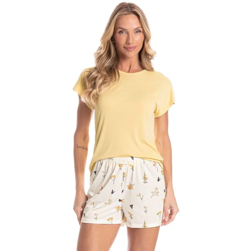 Pijama Feminino Curto Mila Amarelo/GG