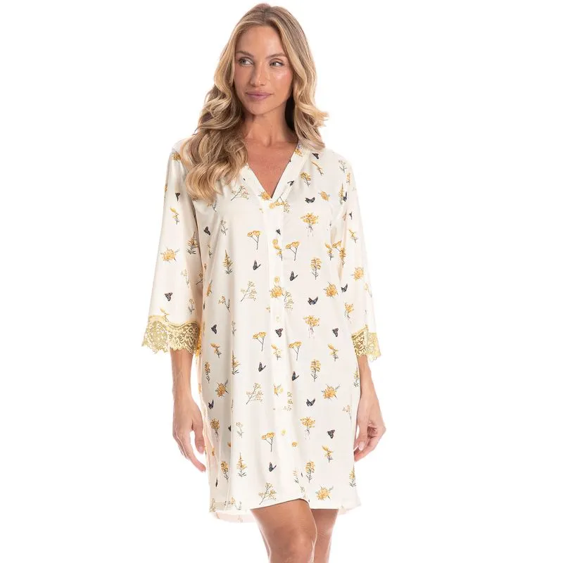 Camisão Feminino Abotoado Mila Amarelo/P