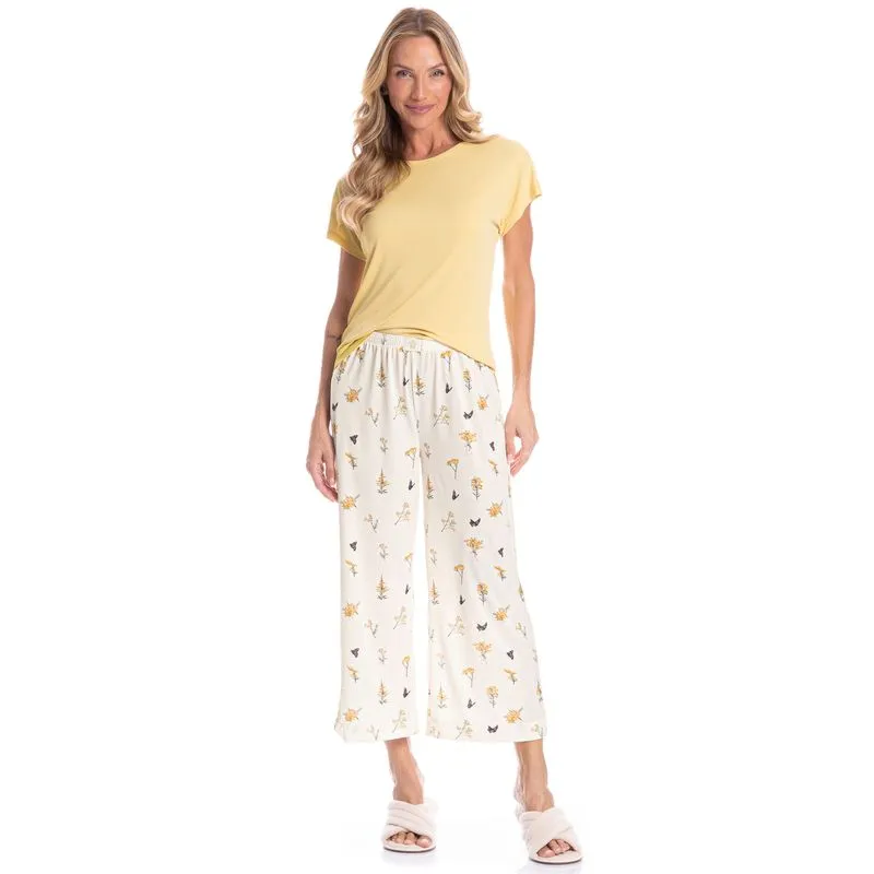 Pijama Feminino Capri Mila Amarelo/GG
