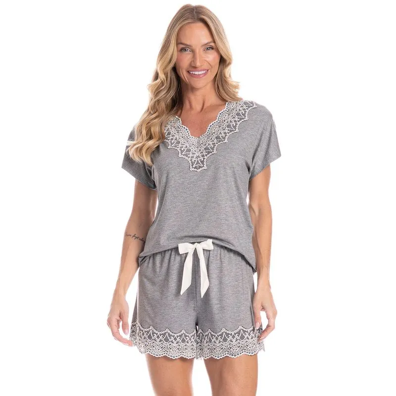 Pijama Curto Feminino Érica Cinza/M