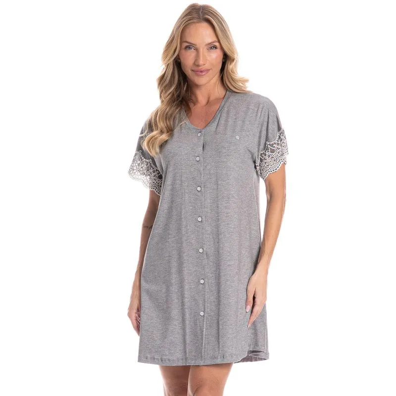 Camisão Feminino Abotoado Érica Cinza/G