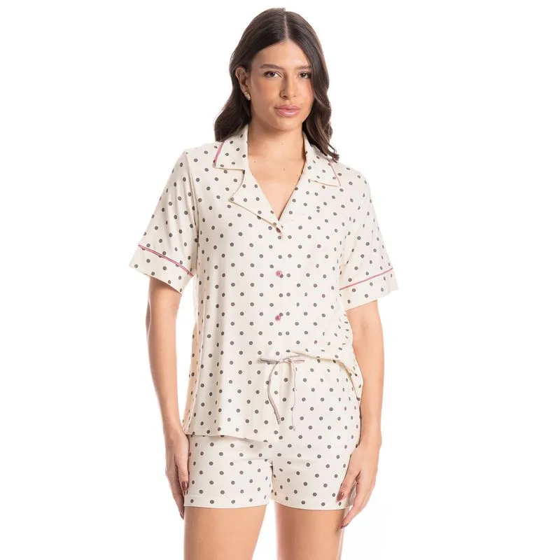 Pijama Americano Feminino Curto Pati Cinza/P