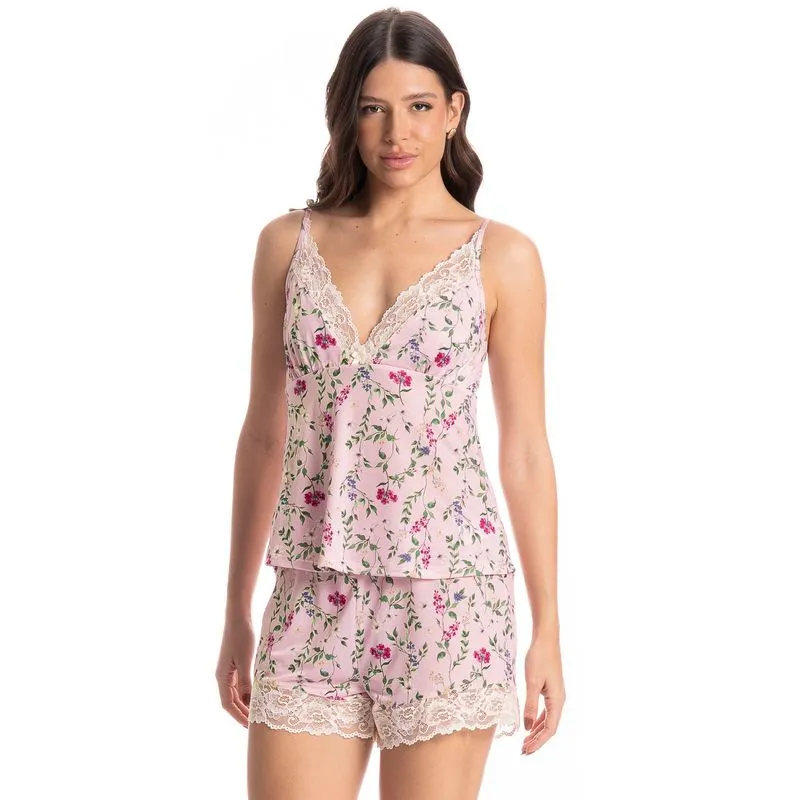 Short Doll Feminino Flor Rosa-3/P