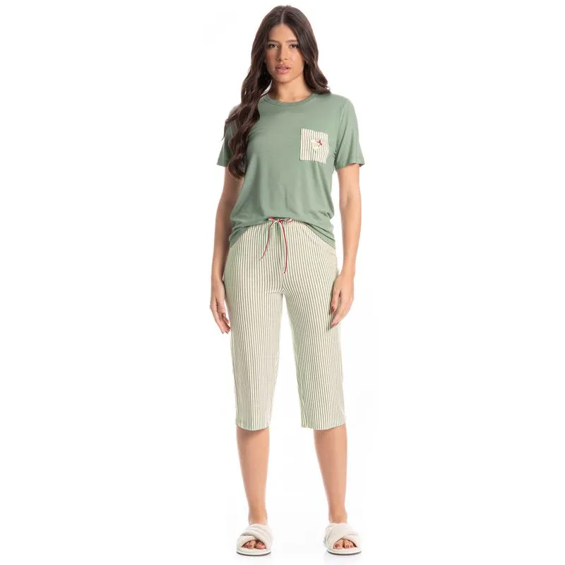 Pijama Feminino Pescador Lola Verde/GG