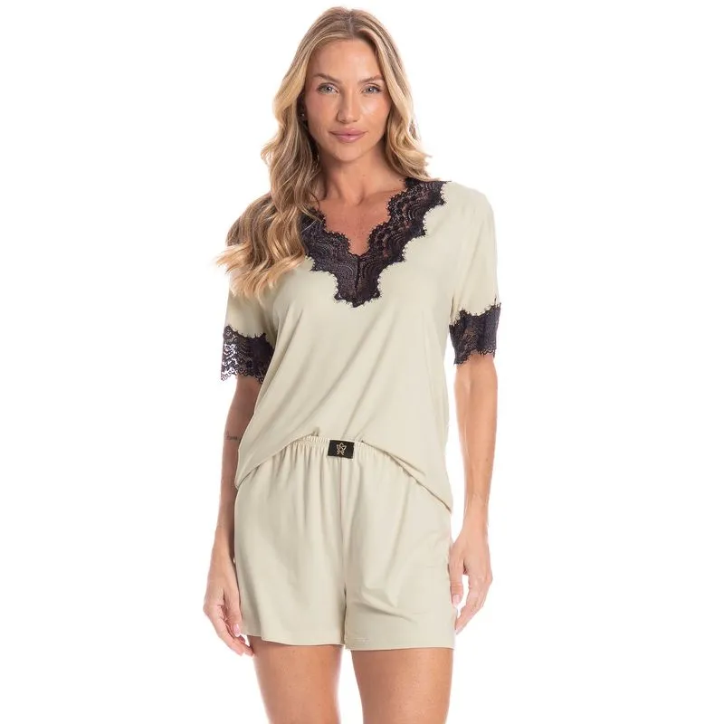 Pijama Curto Feminino Lile Branco/P