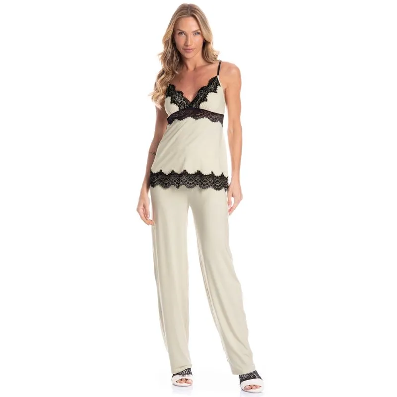 Pijama Feminino Longo Lile Branco/G