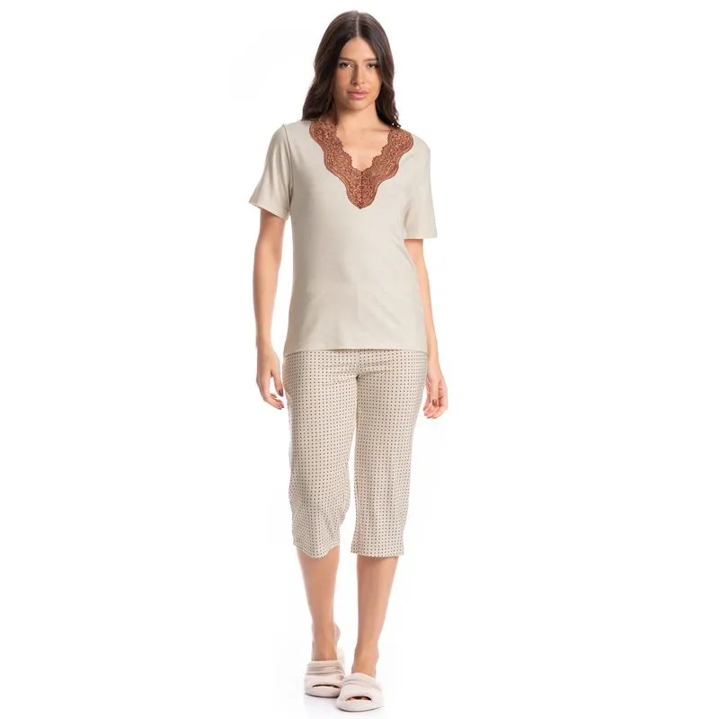 Pijama Feminino Pescador Maju Marrom/M