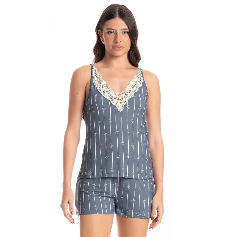 Short Doll Feminino Laços Azul-2/M