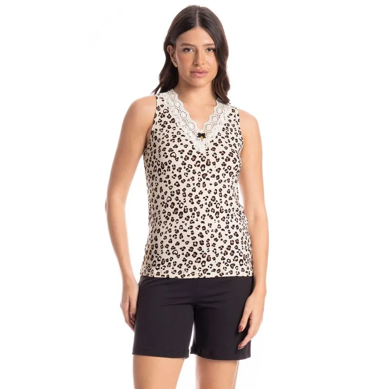 Pijama Feminino Shortão Regata Carmela Preto/P