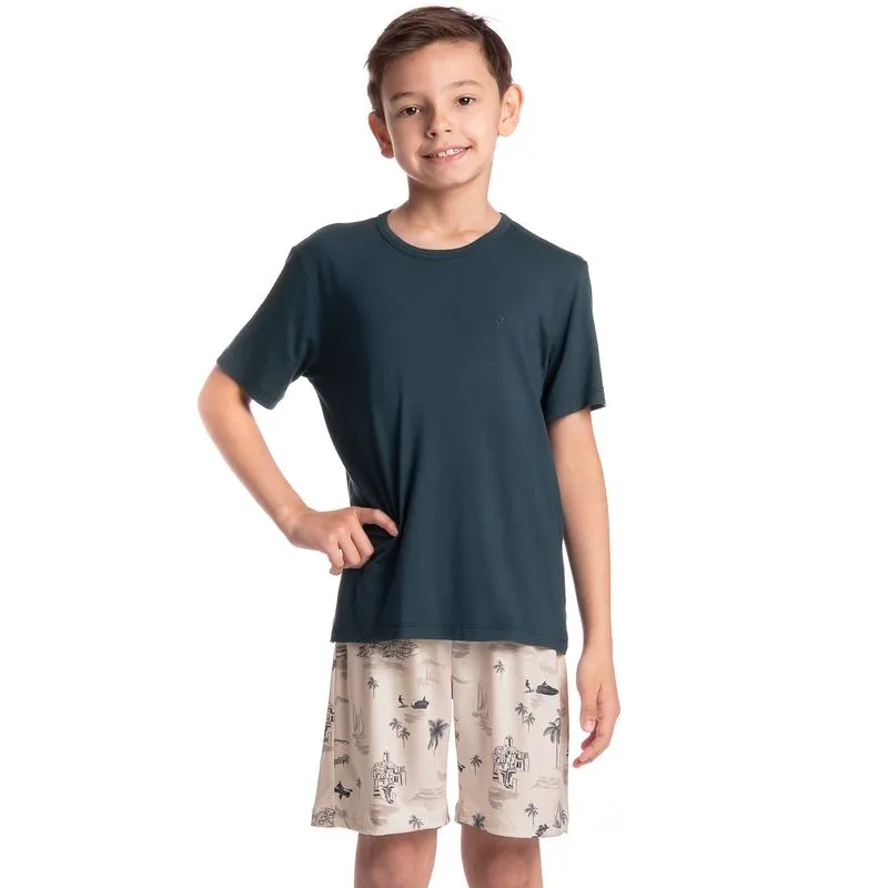 Pijama Infantil Masculino Curto Wave Branco/14