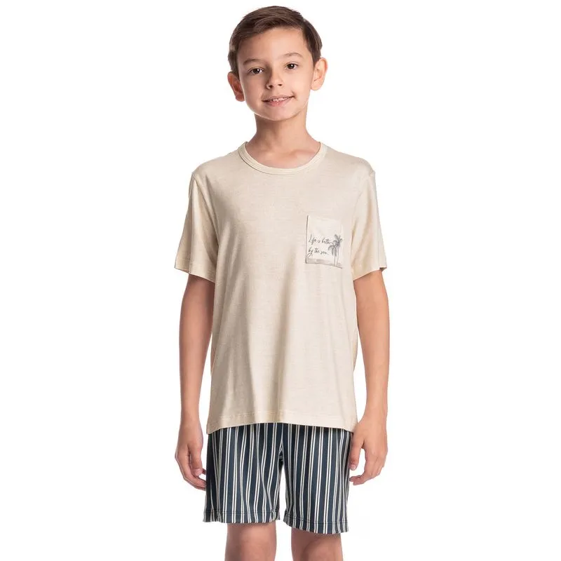 Pijama Infantil Masculino Curto Stripes Branco/04