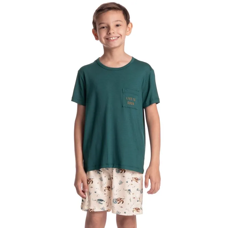 Pijama Infantil Masculino Curto Turtle Verde/08