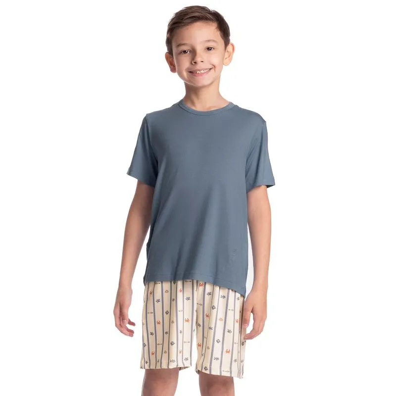 Pijama Infantil Masculino Curto Ocean Branco/02