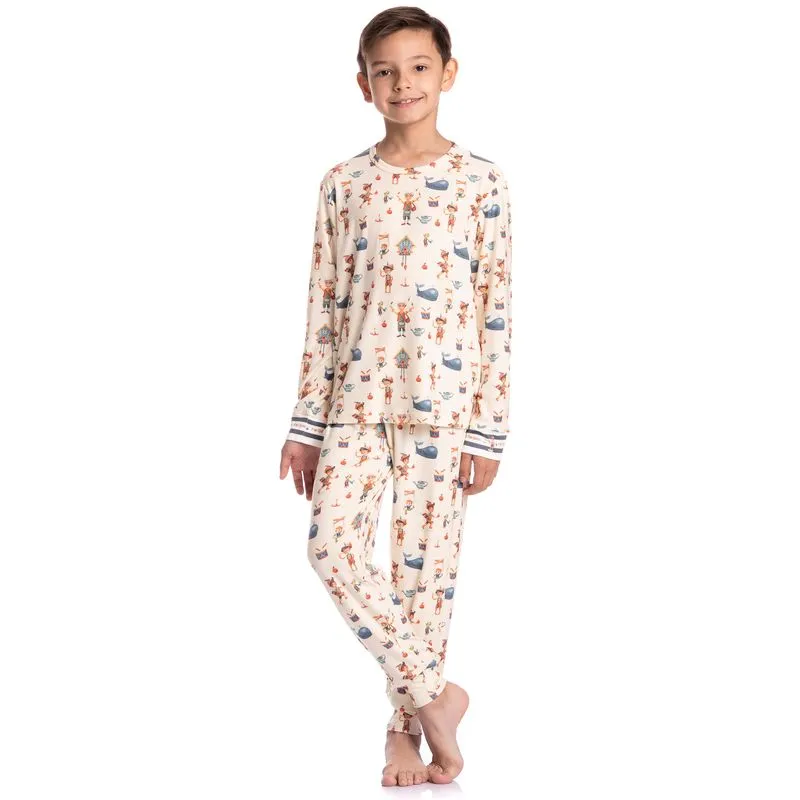 Pijama Infantil Longo Pinóquio Branco/02