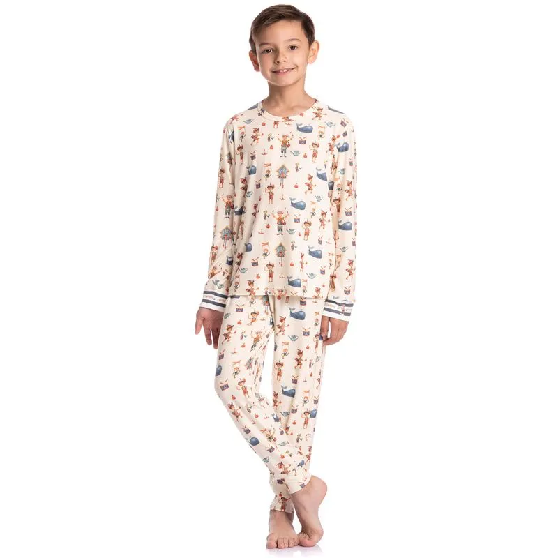Pijama Infantil Longo Pinóquio Branco/04